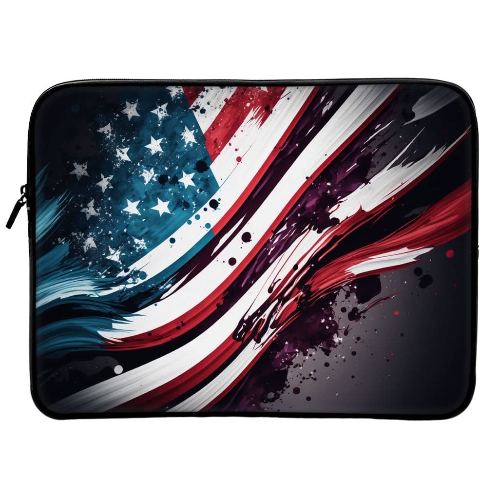 US Flag 2-Sided Print 16" Laptop Sleeve - American Laptop Sleeve - Illustration  - $37.65