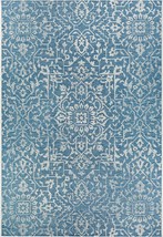 Couristan Monte Carlo Palmette Indoor Outdoor Area Rug 5&#39;3&quot; x 7&#39;6&quot; Ocean Ivory - £71.14 GBP