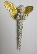 Gold and White Pencil Angel with Songbook Singing Dept 56  7.5&quot; - £10.90 GBP