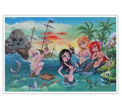 Seashore Sirens by Candy Wild Lowbrow Art Print Unframed/Framed Mermaids Pirate - £15.75 GBP+
