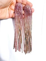 Pink Chandelier Earrings, Rhinestone Gothic Drop Earrings, Dangle Austrian Cryst - £37.06 GBP