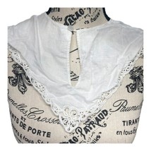 Annie White Lace Collar Victorian Floral Embroidered Collar With Button ... - $21.49