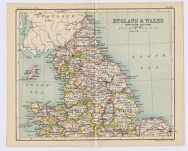 1912 Antique Map Of Northern England / York / Wales / Verso Manchester Liverpool - £15.04 GBP