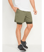 Old Navy Go 2-in-1 Workout Shorts + Base Layer Mens 2XL Tall Sage Green NEW - £20.91 GBP