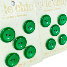 Le Chic Buttons on Cards Green Two Hole 10 Count .75&quot; Round Clothes Craf... - £7.47 GBP
