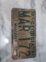 Vintage 1983 Georgia Muscogee County License Plate MAR 172 Expired - £9.30 GBP