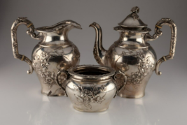 Ornate Sterling Silver British Tea/Coffee Set 1930s Hand-Chased - £7,912.14 GBP