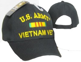 K&#39;s Novelties U.S. Army Vietnam Vet Veteran Black Ribbon Embroidered Cap Hat 611 - £9.94 GBP