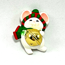 Hallmark White Mouse Jingle Bell Teacher Brooch Pin Button Appreciation Gift - $9.50