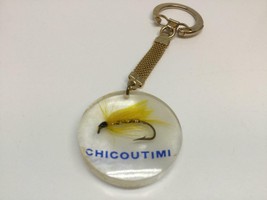 Vintage Souvenir Keyring Chicoutimi Keychain Fishing Fly Inside Ancien Porte-Clé - £7.48 GBP
