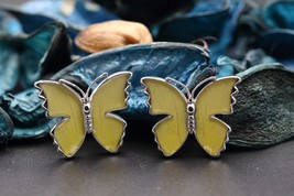 Navia Jewelry Butterfly Wings Catopsilia pomona pomona Cufflink HNCU-1L - £67.93 GBP