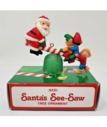 Vintage Avon Santa's See-Saw Christmas Tree Ornament Elves Santa Claus w Box U95 - $12.99