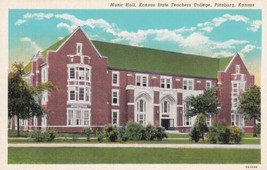 Music Hall Kansas State Teachers College Pittsburg KS Postcard B04 - £2.35 GBP