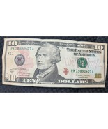Birthday/Anniversary Date Note $10 Bill - Fancy Serial Number - $752.67 MXN