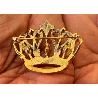 Vintage Kenneth Jay Lane KJL crown Gold w Crystals  for Avon RETRO Item image 5