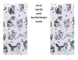 KAY DEE DESIGNS &quot;Cute Cats All Over&quot; R7495 Two Dual Purpose Terry Towels... - $15.96