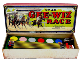 Vintage 1920&#39;s Wolverine Gee-Wiz No 40 Tin Toy Horse Racing Game In Original Box - £141.55 GBP