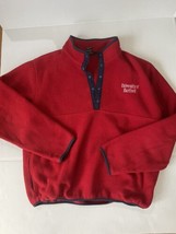 LL Bean University Of Hartford  1/4 Button Pullover Fleece Red Size Large Vtg - £27.86 GBP