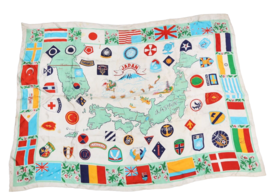 Vintage 50s Distressed Large Silk Japan World Map Military Souvenir Flag... - $148.45