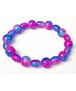 Ombre Beaded Bracelet, Colorful Stretch Bracelet, Pink and Blue Bracelet... - $22.83 CAD