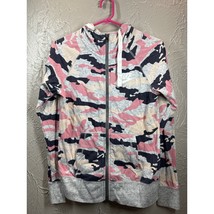 NIKE Women&#39;s Organic Cotton Blend Full Zip Up Pink Camo Hoodie Jacket Si... - $511.24 MXN