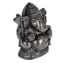 GANESHA STATUE 4.5&quot; Sitting Hindu Elephant God FIgurine Solid Dark Resin India - £13.54 GBP