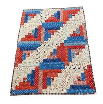 Quilted Throw Blanket Picnic Car  Lap America Patchwork Patriotic Handma... - $24.75
