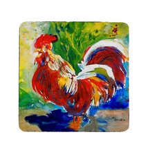 Betsy Drake Red Roosters Coaster Set of 4 - £27.14 GBP