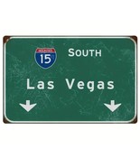 Rustic Interstate 15 Las Vegas Highway Exit Sign Tin Wall Decor 12x8&quot; - £12.18 GBP