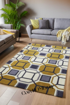 Handmade wool pile are rugs color Beig Gold Modern 8x8ft Rug Geometric d... - $583.24 CAD