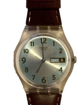 Swatch Watch Blue Conker Watch With Time And Date 9”in. Leather Band - £33.66 GBP