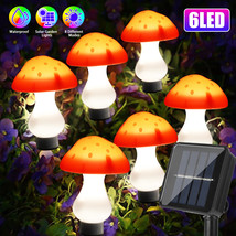 Solar Mushroom Fairy String Lights 6 Led Outdoor Garden Decor Yard Pathway Lamp - £30.04 GBP