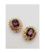 Christian Dior Authentic Amethyst Purple Gold Clip Earrings Missing Ston... - $268.05 CAD