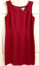 Ann Taylor Sz 8 Burgundy Red Linen &amp; Rayon Lined Sheath Dress with Stain - $7.99