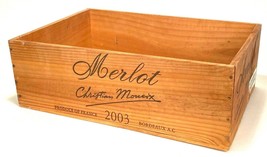 Wine Crate Box 2003 WOOD CHRISTIAN MOUEIX MERLOT BORDEAUX  ADVERTISING - $37.39