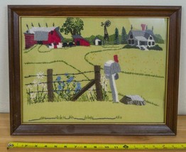 Vintage Farmhouse Scene Needlepoint Embroidery Framed Hk-
show original title... - £118.68 GBP