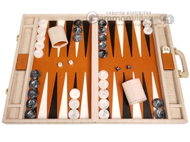 Open Box! 21&quot; Marcello de Modena Leather Backgammon Set - Croco Beige - £350.04 GBP