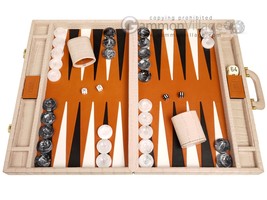 Open Box! 21&quot; Marcello de Modena Leather Backgammon Set - Croco Beige - £350.50 GBP