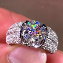 Women and Men 925 Silver 5 Carat Moissanite Engagement Wedding Ring Adjustable - £11.71 GBP