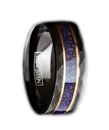 Black Tungsten wedding band ring for men lapis lazuli inlay 8mm comfort fit - $82.68 CAD