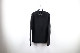 Vintage Y2K 2002 Gap Womens XL Blank Chunky Ribbed Knit Turtleneck Sweater Black - £54.49 GBP