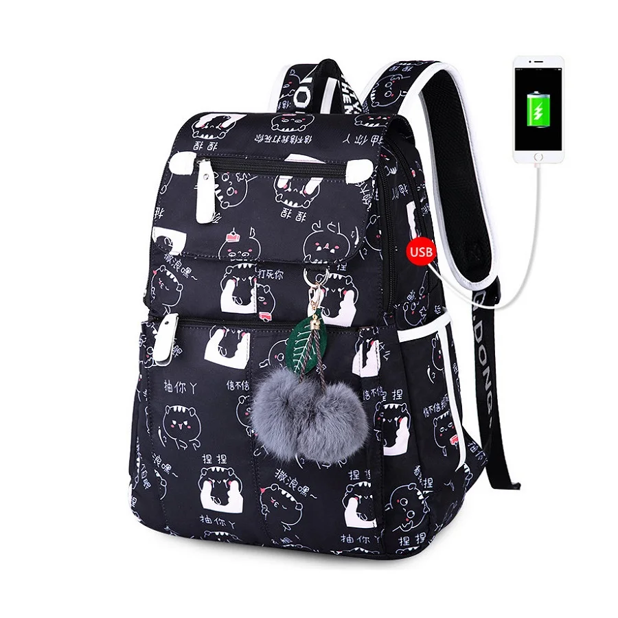 OKKID school bags for girls female laptop backpack usb backbag children backpa c - $134.92