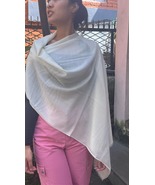 100% Pure White NPIA Certified Pashmina Shawl | Handwoven Nepali Himalay... - £99.72 GBP