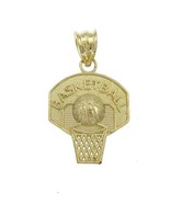 10k Yellow Gold Basketball Pendant Charm Sport Diamond Cut 1.2g - £74.53 GBP