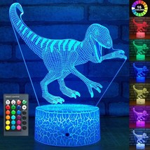 Dinosaur Toys Night Lights for Kids with 16 Colors Adjustabl (Velociraptor 16CW) - £14.34 GBP