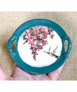 Signed Art Pottery Hummingbird Floral Trinket Dish Cottagecore Grandmacore - $15.84