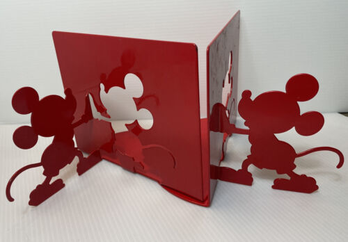 Pair of 2 Red Metal Book Ends Mickey Mouse Silhouette Disney by Michael Graves - $23.36