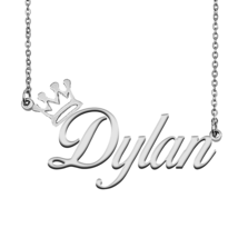 Dylan Name Necklace Tag with Crown for Best Friends Birthday Party Gift - £12.59 GBP
