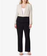 Tahari Asl Womens Plus Size Colorblocked Pant Suit,Beige/Black,14 W - £225.54 GBP