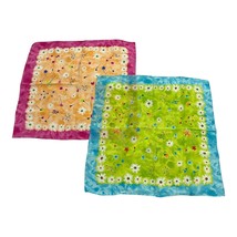 Preview Collection Italian Silk Scarves Set of 2 Daisy Floral Square 19&quot;... - $27.00